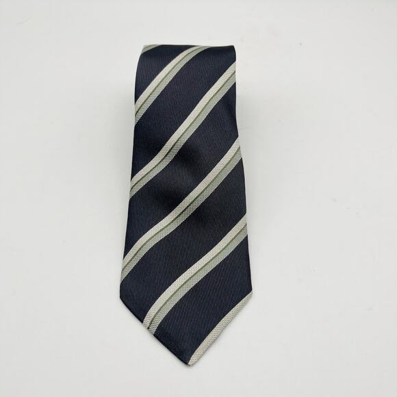 John Varvartos Star Luxe Men Blue Striped 100% Silk Necktie Made in USA - Picture 7 of 7